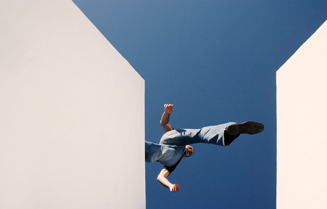 Image of person jumping between walls