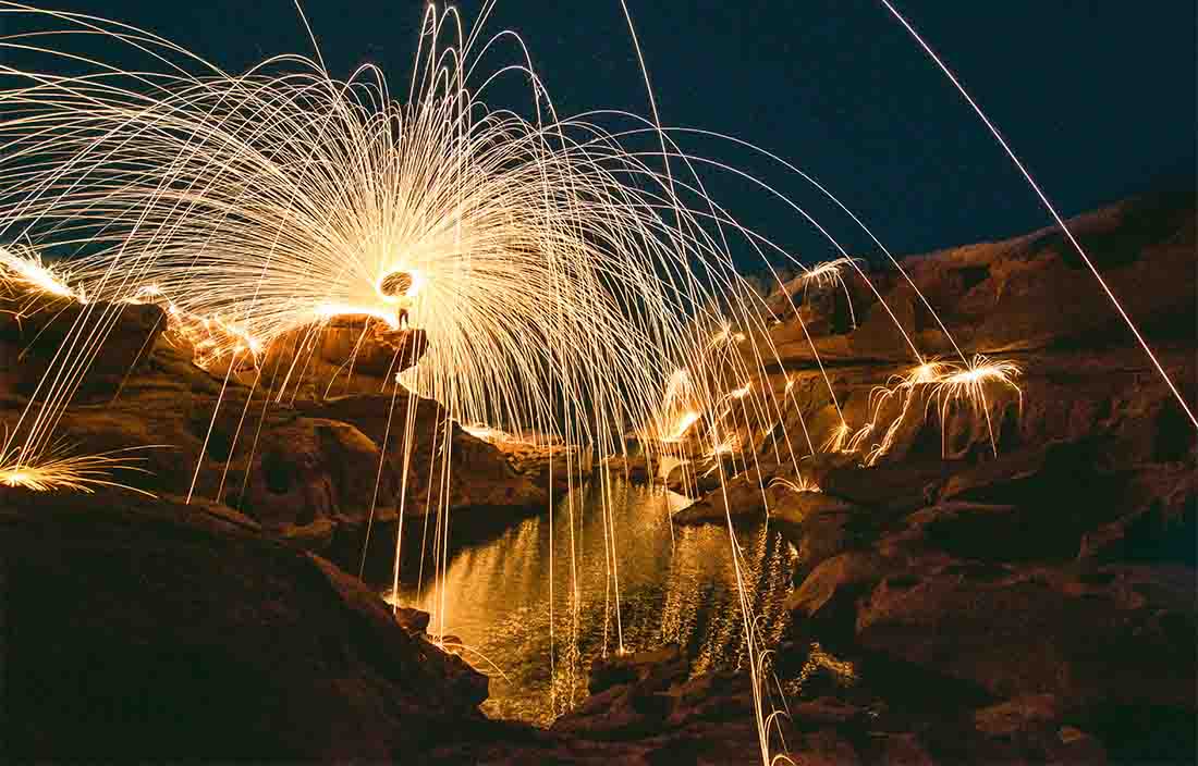 image of fireworks over mountains