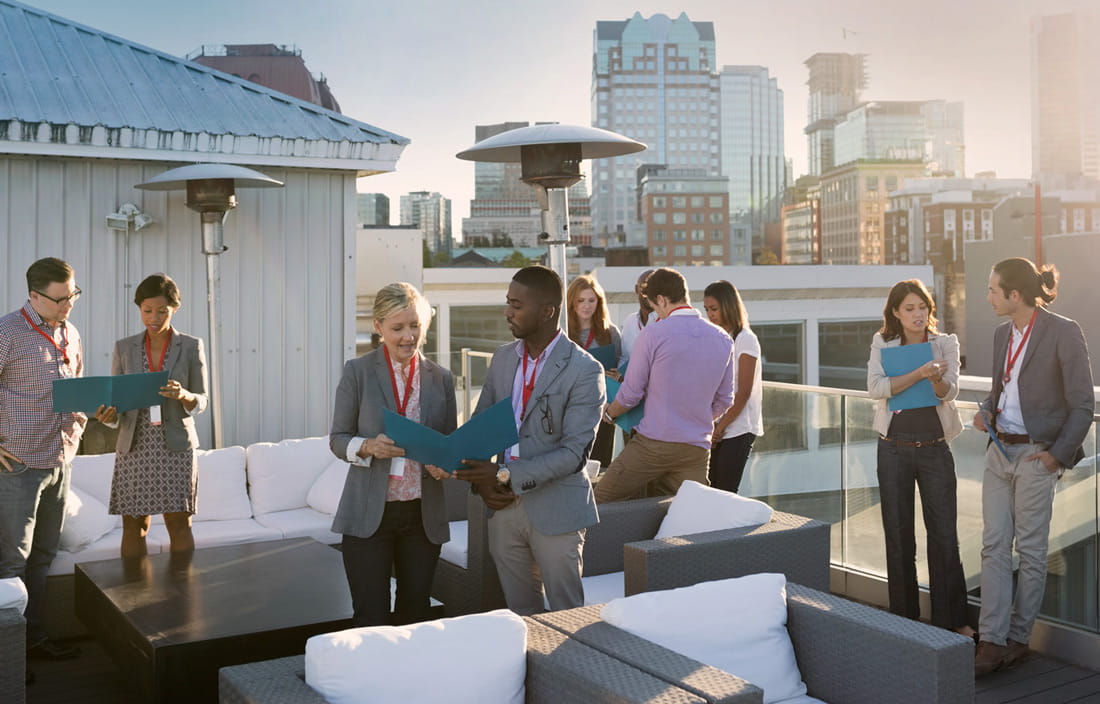 Group of people on rooftop