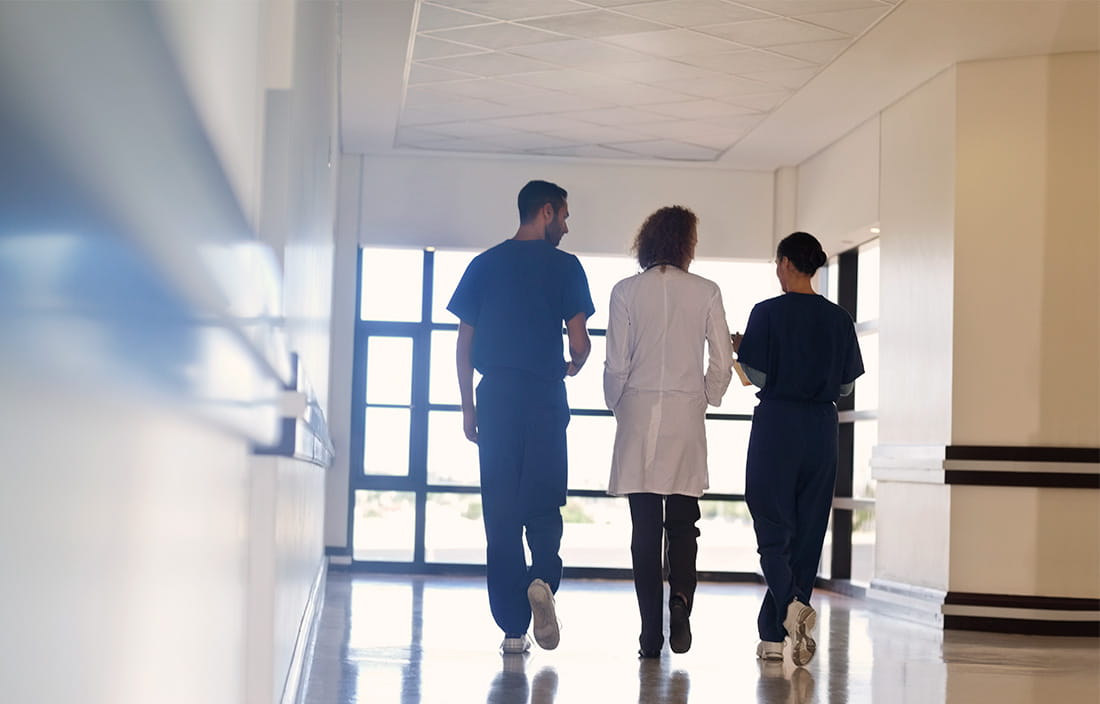 Hospital staff conversing