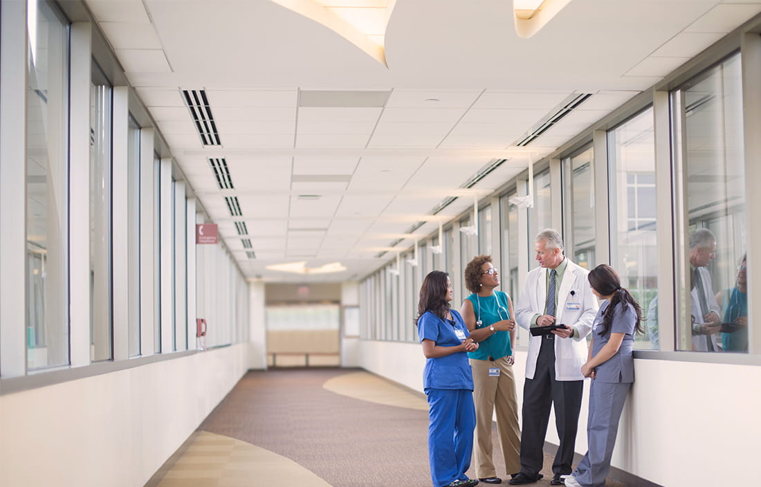 Hospital staff in a discussion