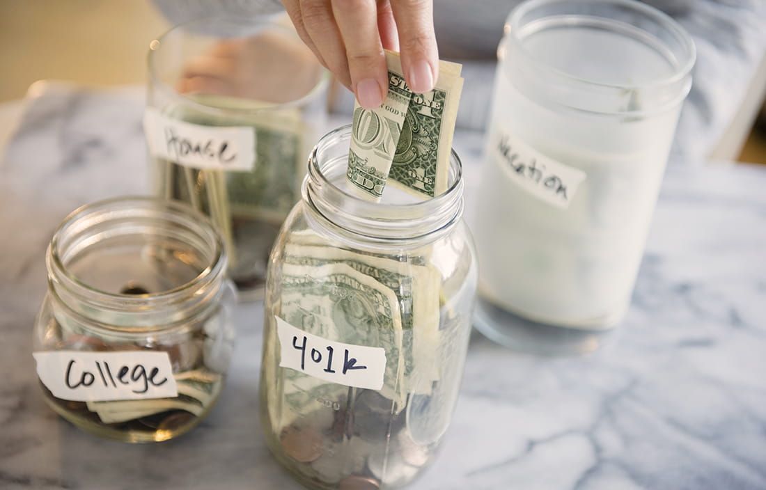 money in savings jars