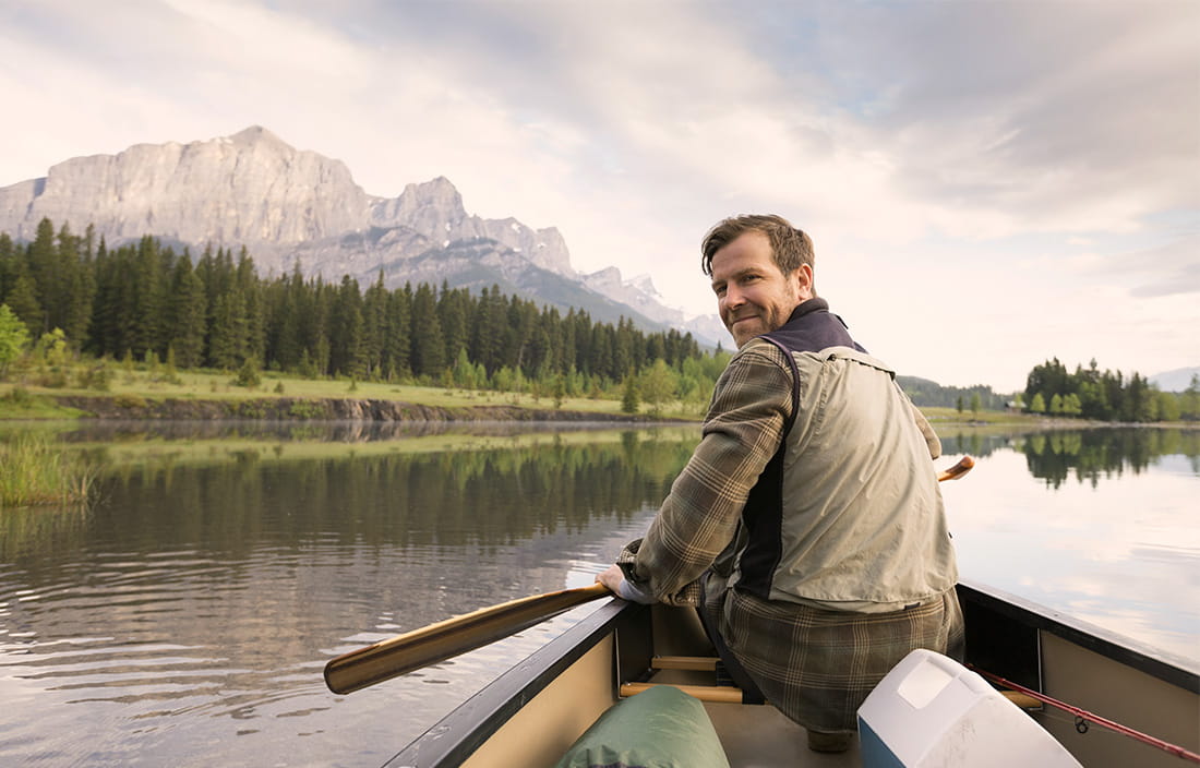 Photo of man rowing in lake