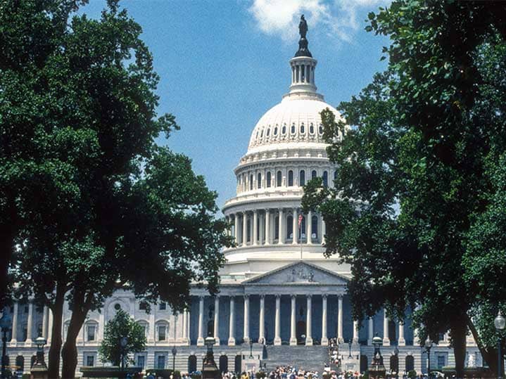 U.S. Capitol building on a sunny day.