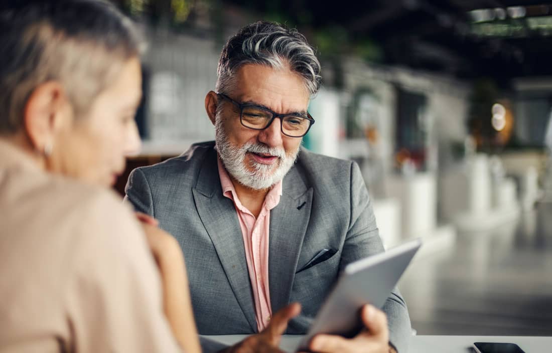 Tax advisor speaking to their client.