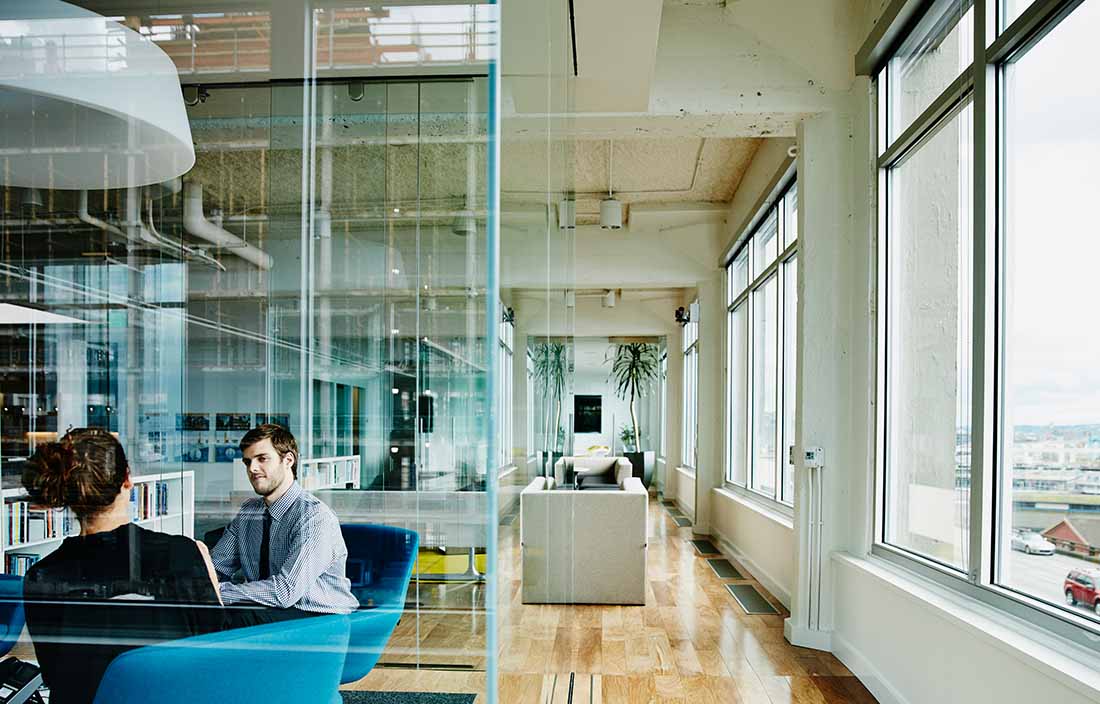 View of an interior of a modern office.