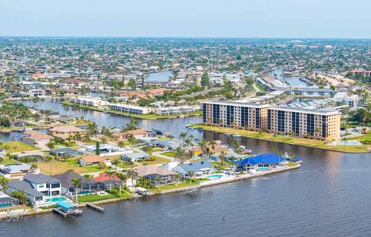 Shoreline of Cape Coral, Florida.
