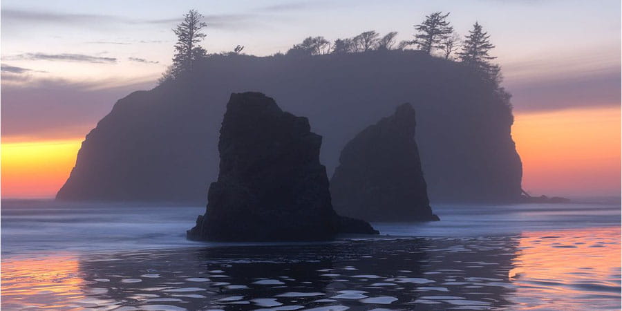 Island at dusk in Olympic National Park.
