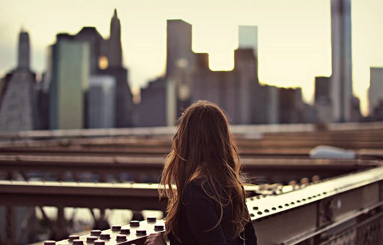 Woman viewing city