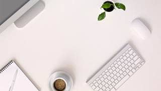 aerial view of modern clean desk