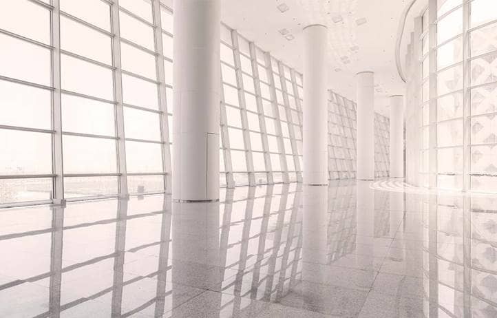 clean modern white open office space