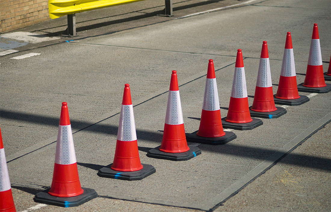 Caution road cones