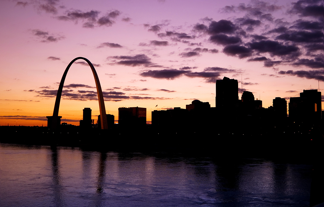The Gateway Arch in St. Louis at sunset
