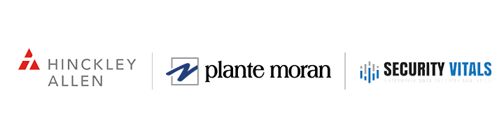 Logo lockup for Plante Moran, Hinckley Allen, and Security Vitals.