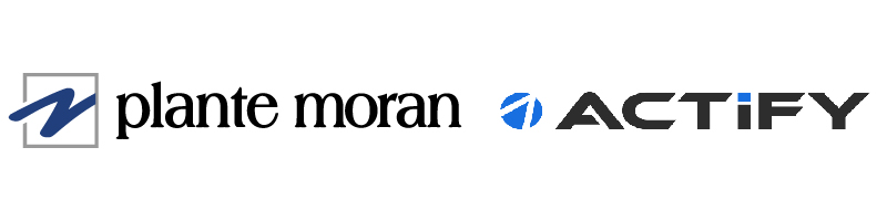 Logo lockup of Plante Moran and Actify.