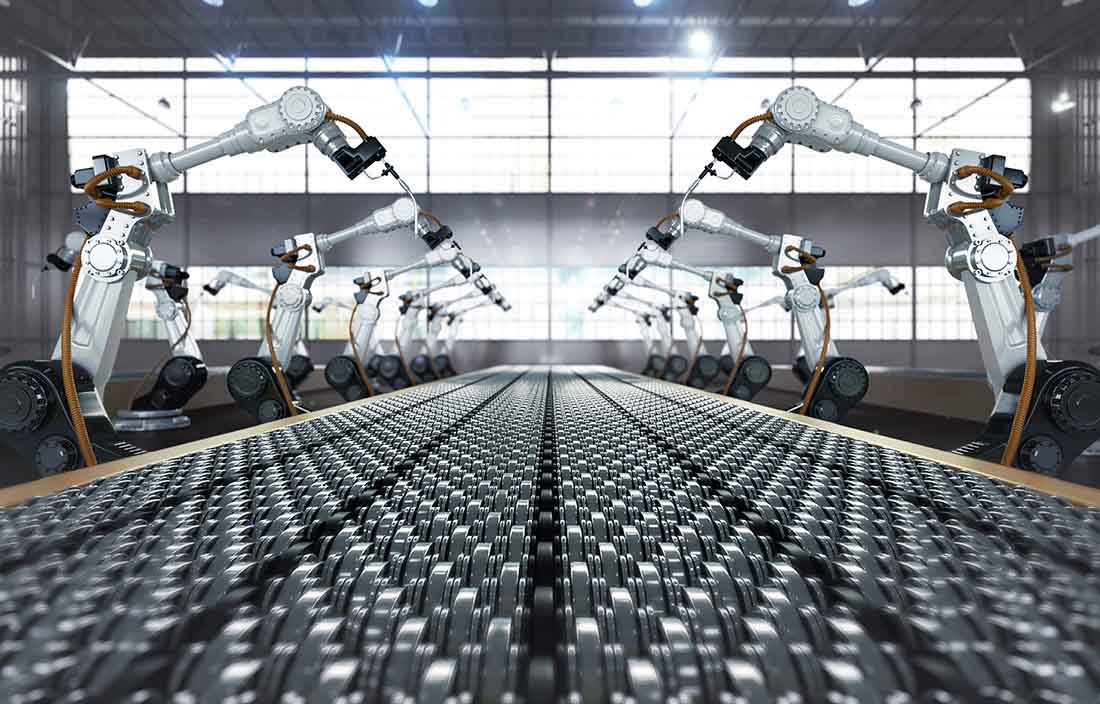 Automotive assembly line for electrical vehicles.