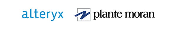 Logo lockup of Alteryx and Plante Moran.