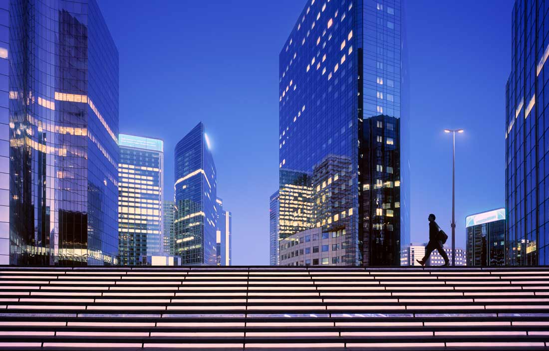 Modern skyscrapers.