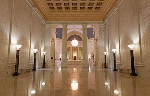 Inside of government building lobby.
