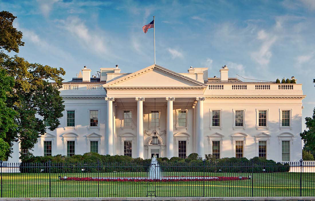 White House facade during the day.