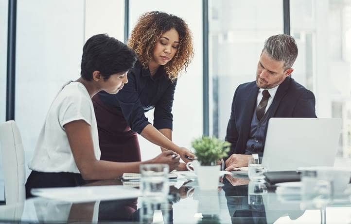 Business professionals working in a modern office.