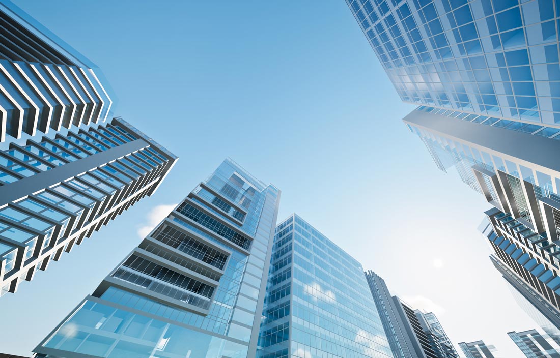 Skyscrapers and sky in a city.