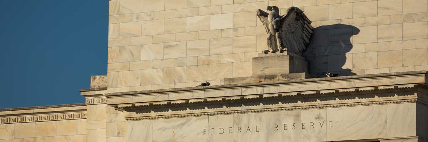 Close up of the Federal Reserve.