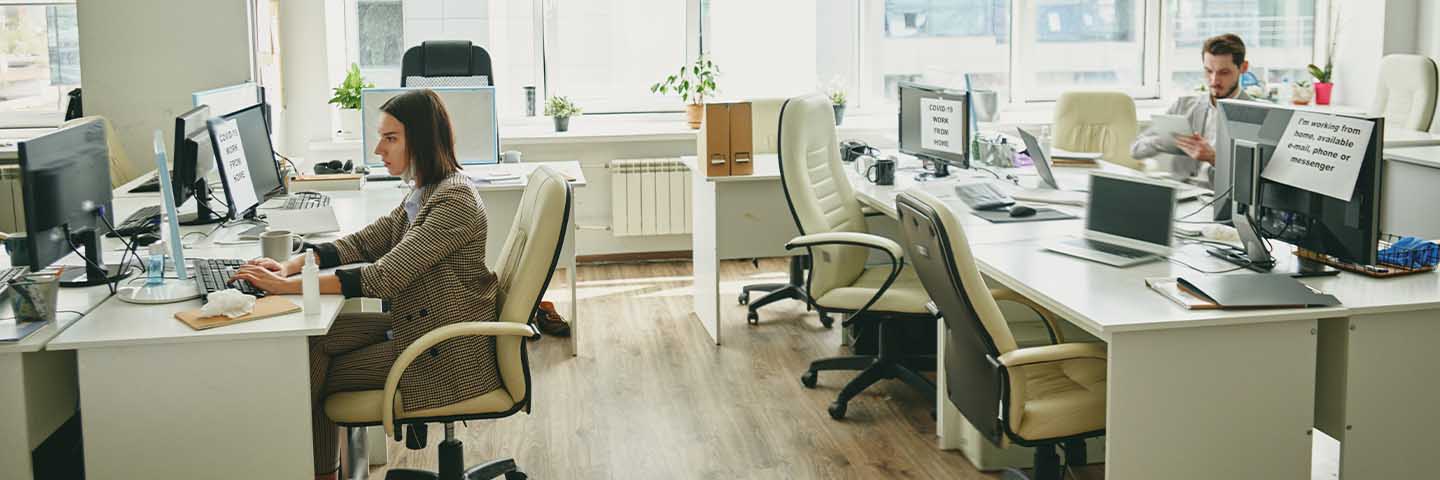 Business professionals working in a modern office.