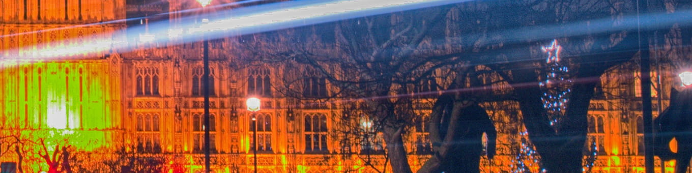 Light blur in front of building