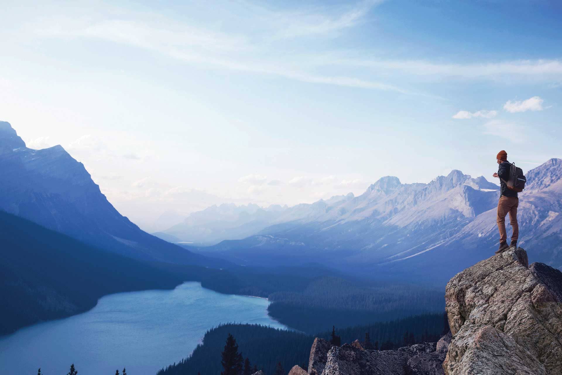 Person climbing a mountain.