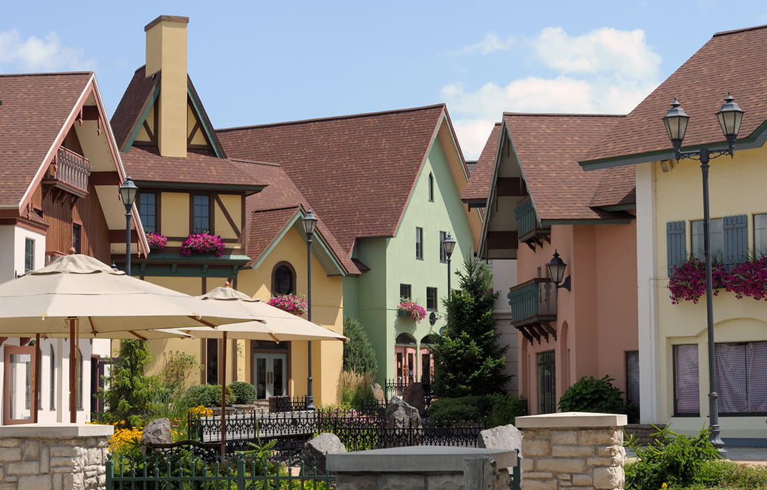 Image of pastel colored buildings