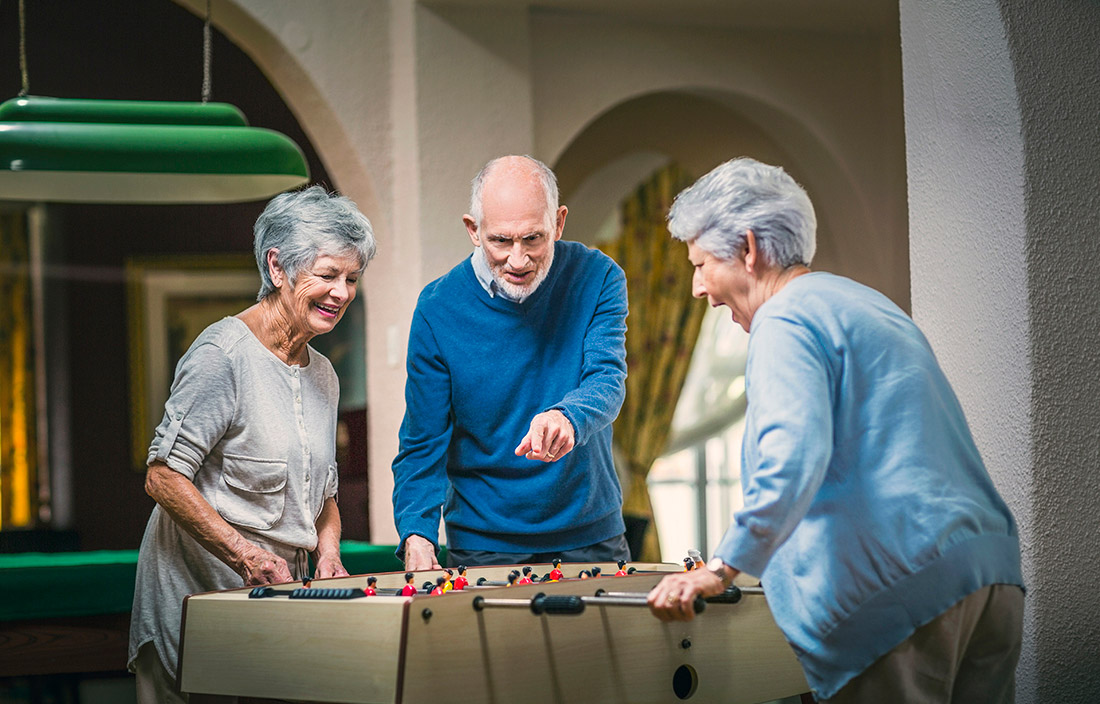 Elderly people playing games 