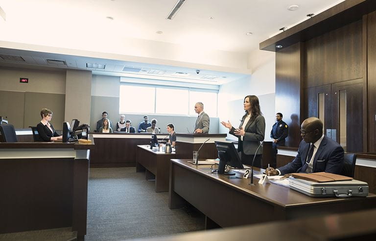 Image of a courtroom in session.
