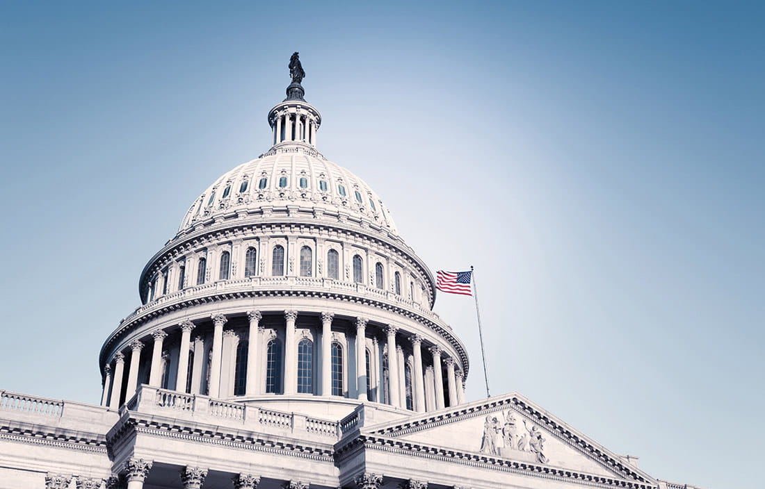 Image of government building with American flag.