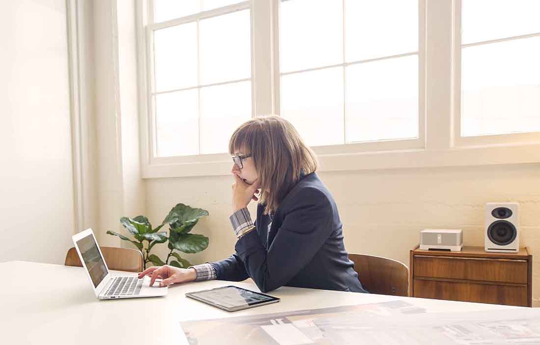 Professional alone at desk