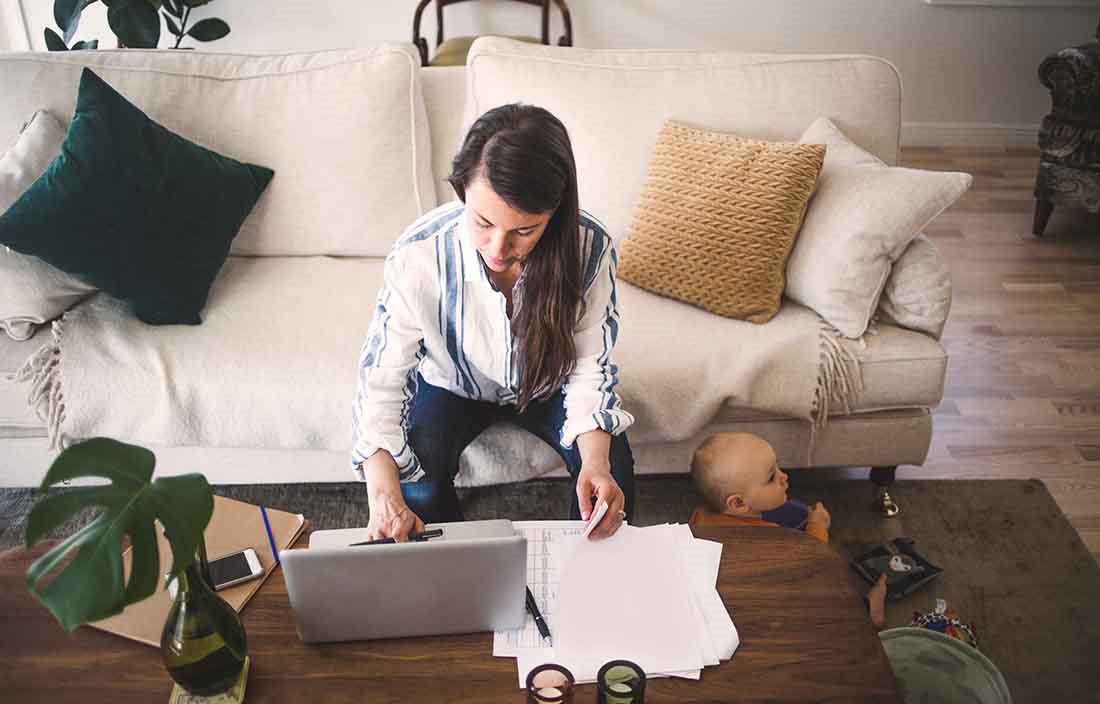 Adult working on laptop