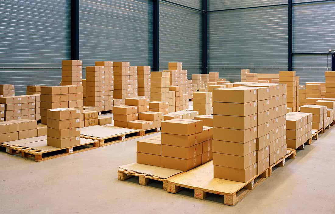 Image of boxes in a warehouse