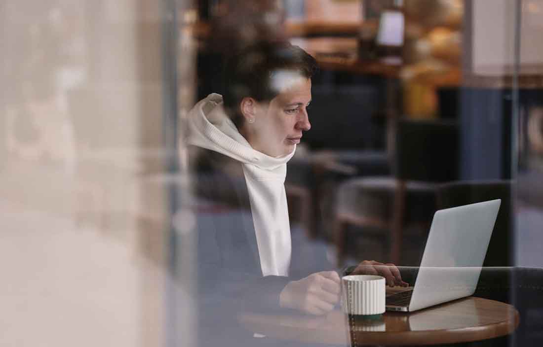 Business professional using their laptop computer.