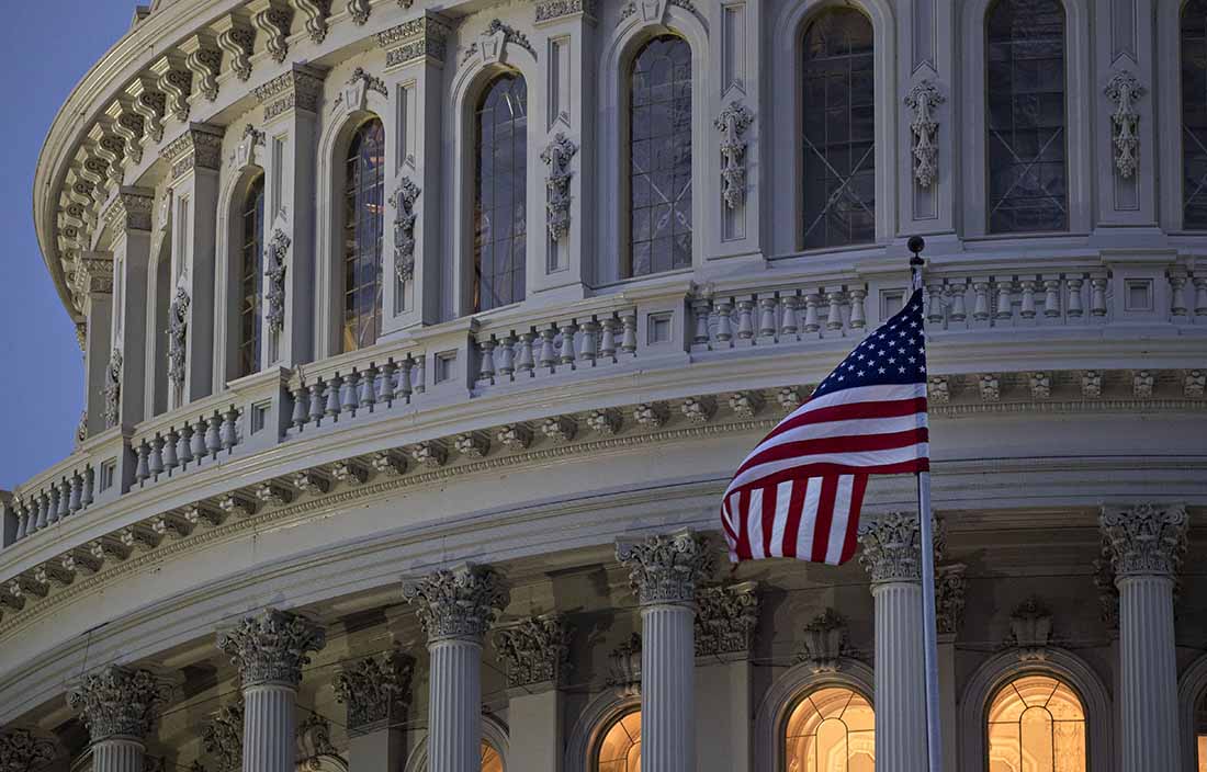 Front of U.S. government building.