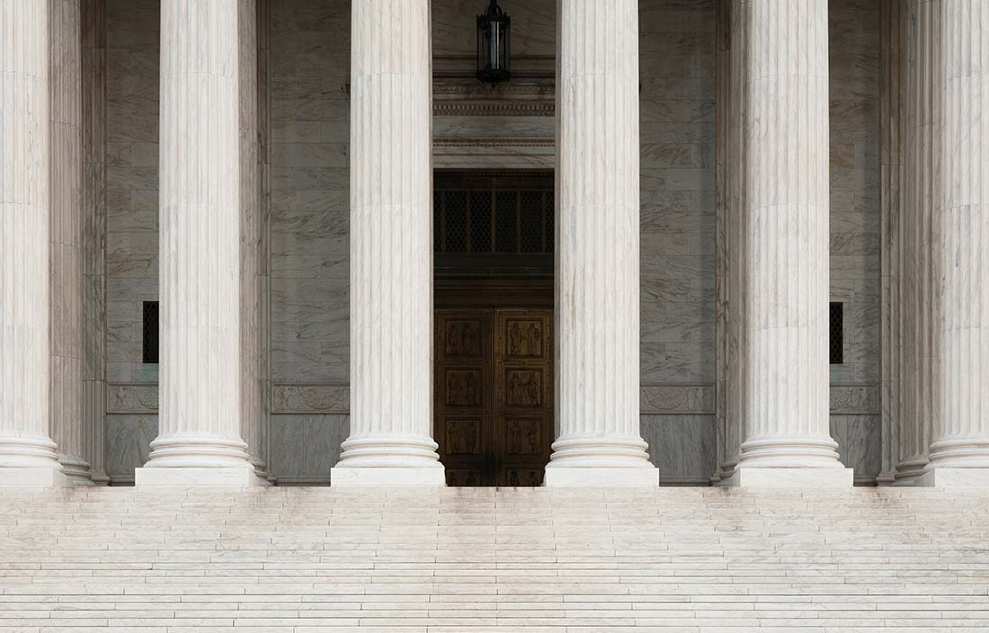 Front of U.S. government building.