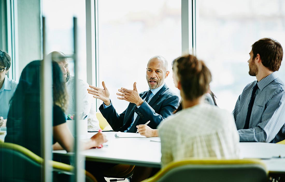 Business professionals in a conference room.