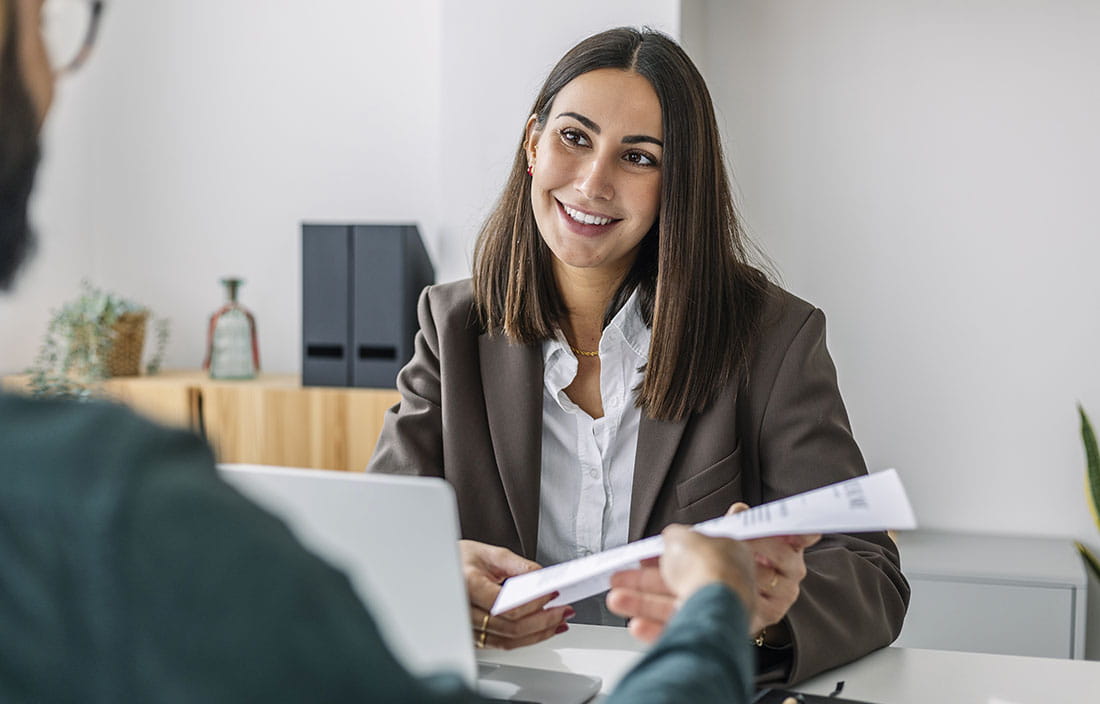 Finance professional discussing outsourced accounting services.