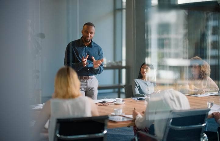 Business professionals having a meeting in a conference room