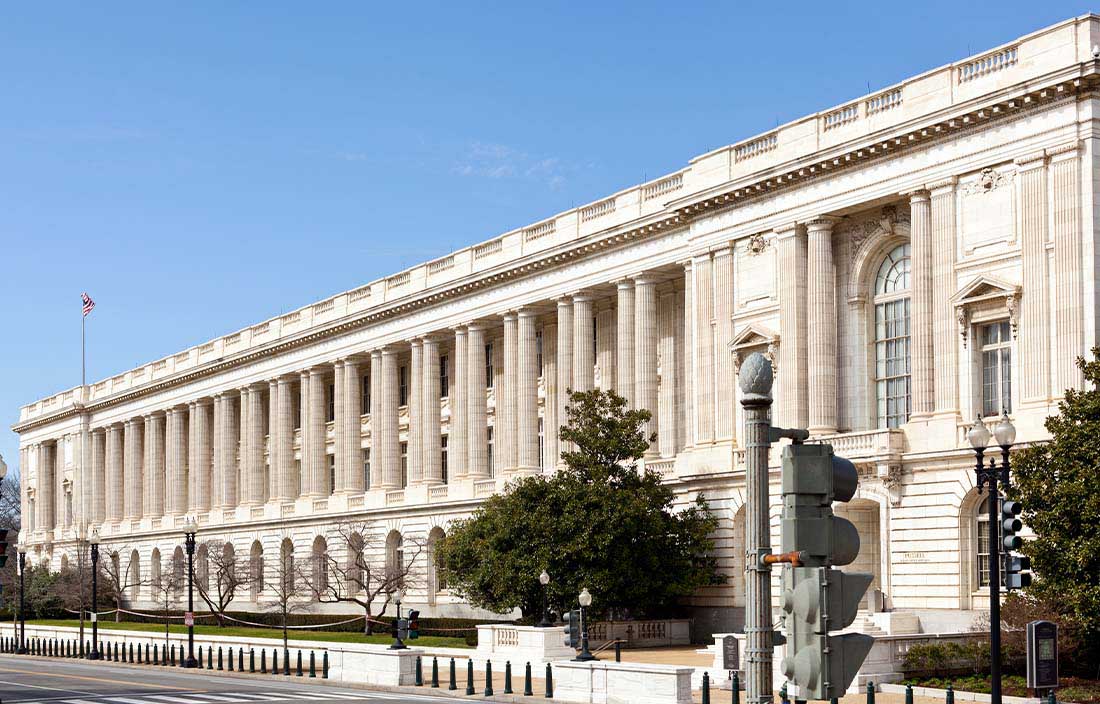 View of government building during the day.