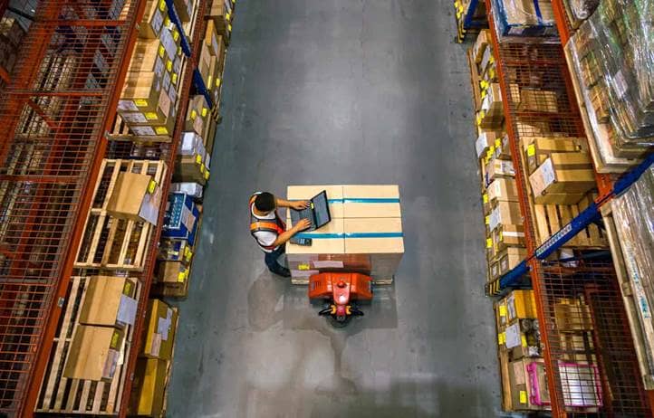 Aerial view of factory worker.