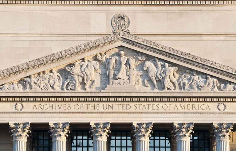 Archive of the United States building facade.