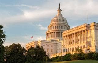 U.S. Capitol on a cloudy day.