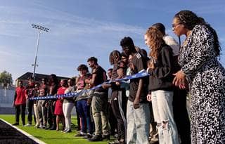 Grand Rapids Public School, Michigan, ribbon-cutting ceremony for Houseman Field.