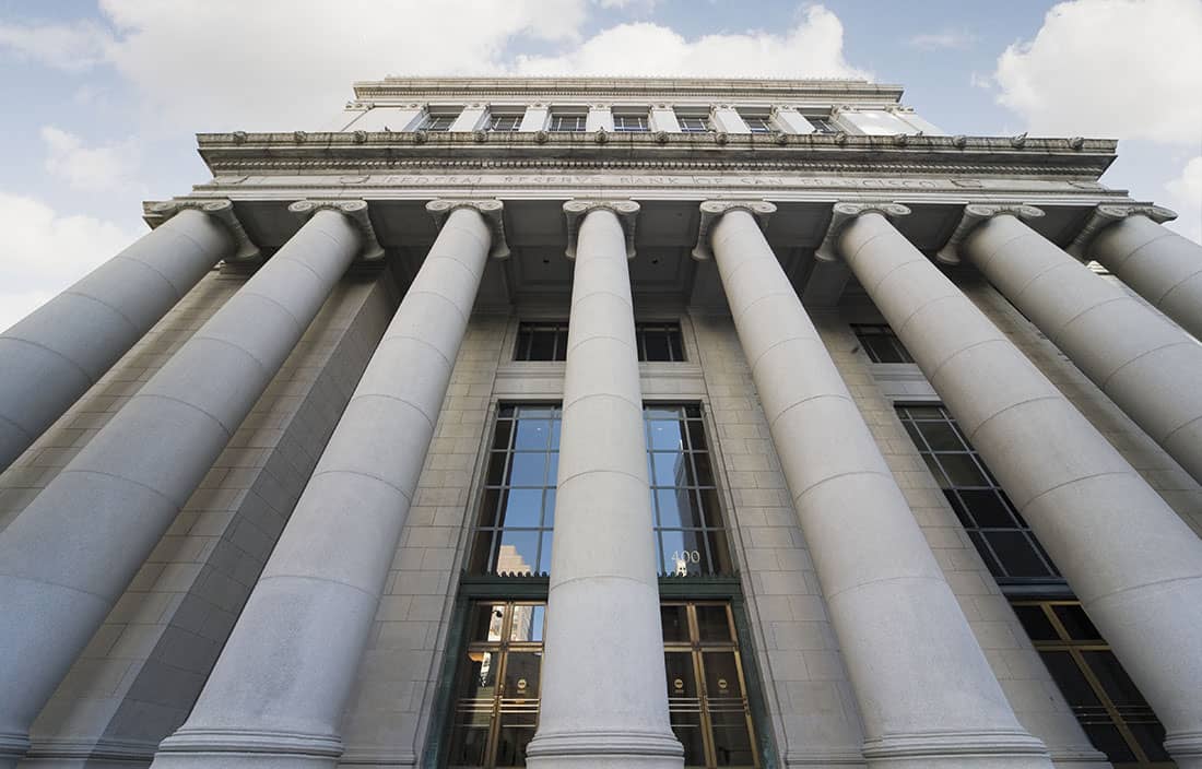 View of a building with architectural columns