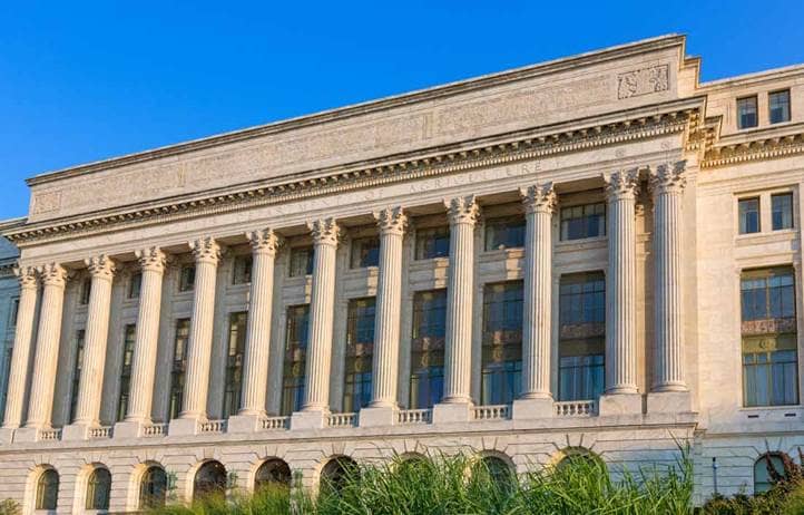 Exterior of U.S. government building.